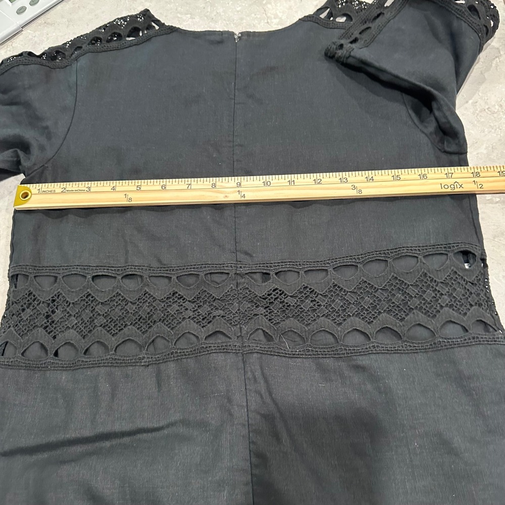 Ann Taylor Black Crochet Lace Trim Short Sleeve Dress Size XS Office Cocktail - Picture 6 of 7